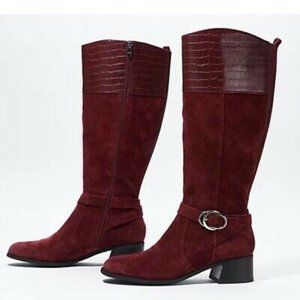 Marc Fischer Croc Embossed Wide Calf Riding boots, size 10 W